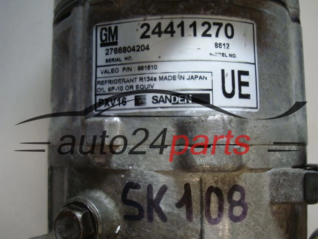 SPRĘŻARKA KLIMATYZACJI OPEL VECTRA C SIGNUM 1.8 SANDEN PXV16, GM 24411270 UE, 8612