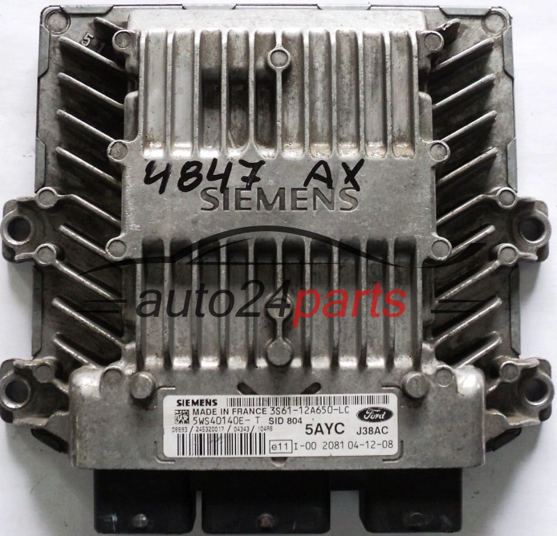 ECU ENGINE CONTROLLER FORD FIESTA 1.4 TDCI 3S6112A650LC, 3S61-12A650-LC 5AYC SIEMENS SID 804 5WS40140E-T