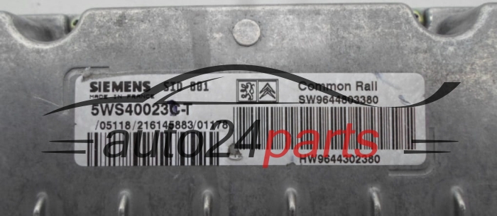 ECU ENGINE CONTROLLER CITROEN PEUGEOT 5WS40023C-T, 5WS40023CT, SW9644803380, HW9644302380 