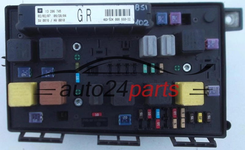 CAJA ELECTRICA DE FUSIBLES Y RELES OPEL GM 13 206 745 GR HELLA 5DK 008 668-32
