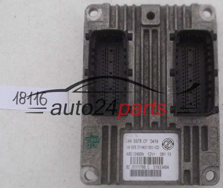 KOMPUTER STEROWNIK SILNIKA FIAT 500 PUNTO PANDA 1.2 IAW 5SF8.CP, IAW5SF8CP, 51933484 
