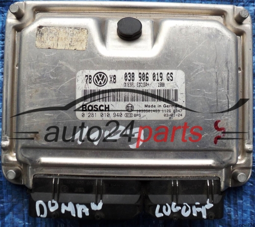 MOTORSTEUERGERÄT ECU STEUERGERÄT VW VOLKSWAGEN PASSAT 1.9 TDI 038906019GS, BOSCH 0 281 010 940, 0281010940, 1039S01469, DIESEL EDC15P+ 1580