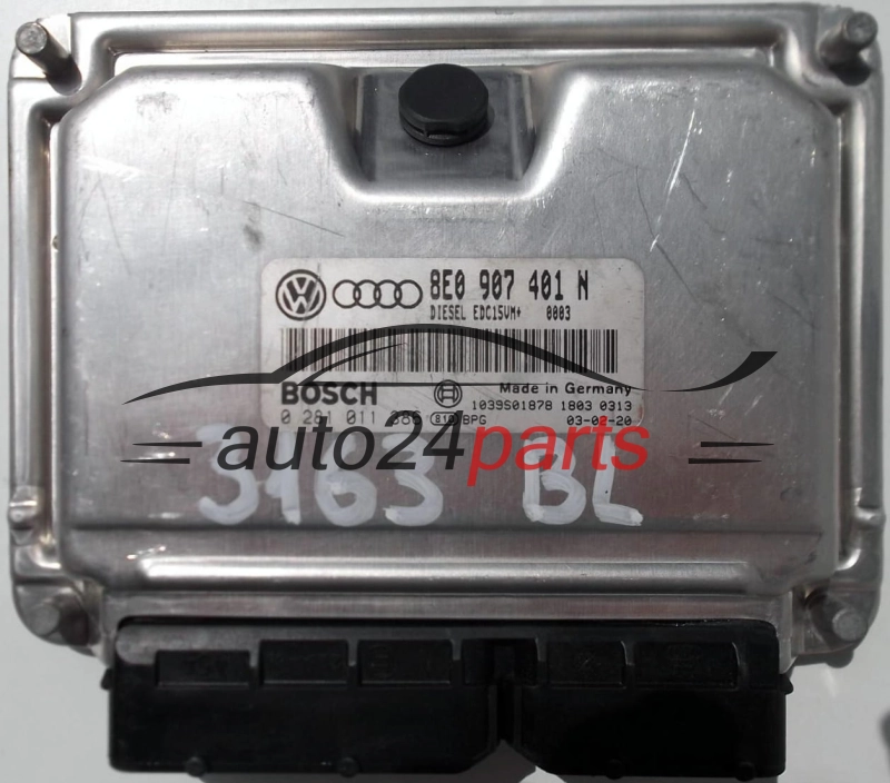  ECU CENTRALITA DE MOTOR AUDI A4 A6 2.5 TDI 8E0907401N, 8E0 907 401 N, BOSCH 0281011386, 0 281 011 386