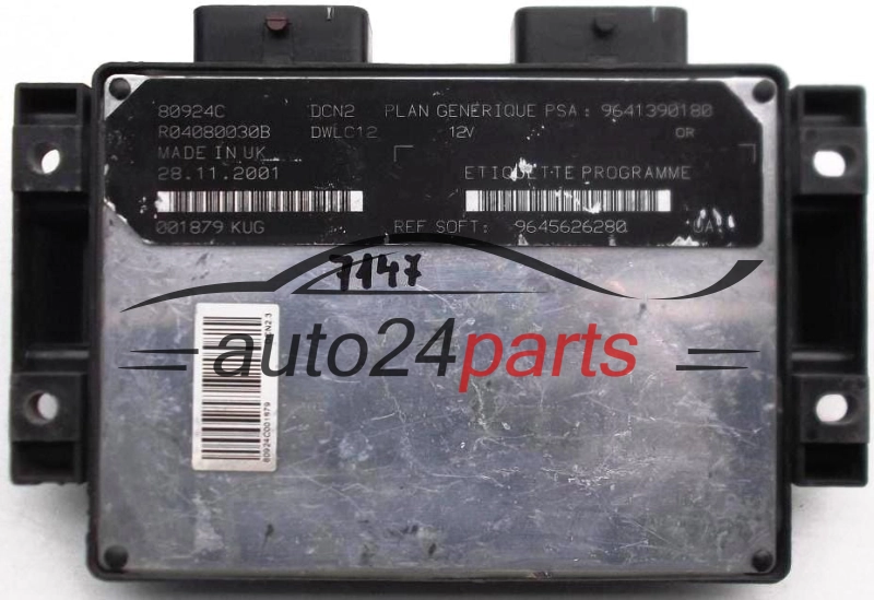 MOTORSTEUERGERÄT ECU STEUERGERAT CITROEN PEUGEOT 1.9 D LUCAS R04080030B, PSA 9641390180, SOFT 9645626280, DCN2, DWLC12