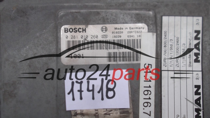 CALCULATEUR MOTEUR MAN L2000 BOSCH 0 281 010 260, 0281010260 