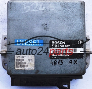 CALCULATEUR MOTEUR BMW E34 525 2.4 TD BOSCH 0281001077, 0 281 001 077, 2242211, 2 242 211