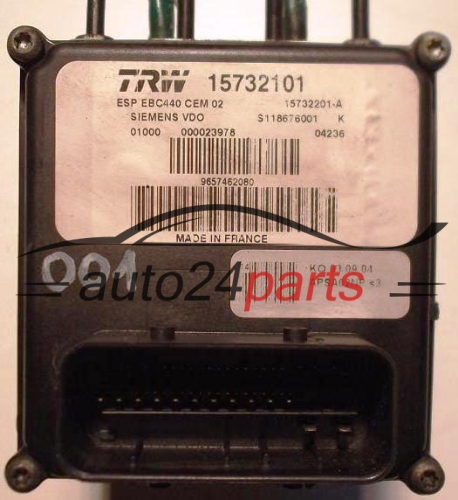 ABS PUMPE BLOCK HYDRAULIKPUMPE STEUERGERAT PEUGEOT 407 TRW 15732101 ESP EBC440 CEM 02, 15732201A, 15732201-A, SIEMENS VDO S118676001K, S118676001 K, 9657462080 