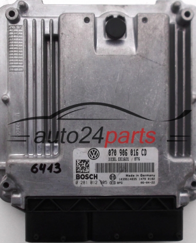 ΜΟΝΑΔΑ ΕΛΕΓΧΟΥ ΚΙΝΗΤΗΡΑ VW VOLKSWAGEN T5 2.5 TDI BOSCH 0281 012 905, 0281012905, 070 906 016 CD, 070906016CD, 1039S14835, DIESEL EDC16U31 8776