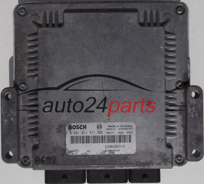 CALCULATEUR MOTEUR RENAULT LAGUNA 2.2 DCI BOSCH 0 281 011 571, 8200309318, 8200346254