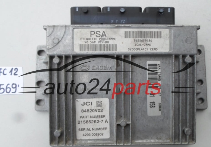 CALCULATEUR MOTEUR CITROEN PEUGEOT 21585262-7A, 215852627A, 9656972580, 9655659480 