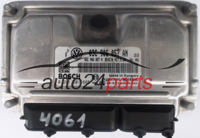 ECU CENTRALITA DE MOTOR SKODA ROOMSTER 1.6 03C906057AN, 03C 906 057 AN, 03C906057M, 03C 906 057 M, BOSCH 0261201665, 0 261 201 665, BENZIN ME7.5.20 1515 1039S23905