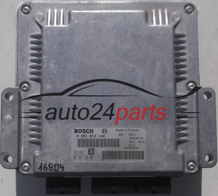 CENTRALINA MOTORE PEUGEOT 307 2.0 HDI, BOSCH 0281012140, 96 583 729 80, 9658372980, 9640938680, 1039S08795, EDC15C2 63
