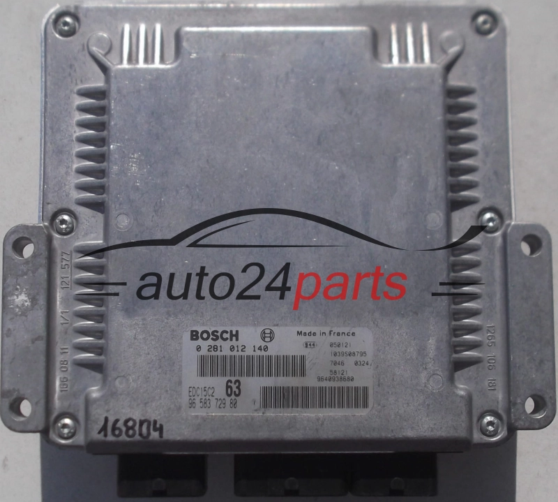 CENTRALINA MOTORE PEUGEOT 307 2.0 HDI, BOSCH 0281012140, 96 583 729 80, 9658372980, 9640938680, 1039S08795, EDC15C2 63