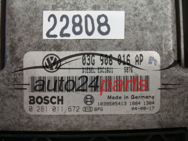 Sterownik silnika Audi Volkswagen 2.0 TDI 0281011672 03G906016AP IMMO OFF – zdjęcie 2