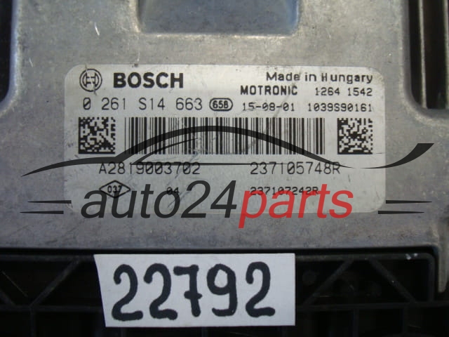 Μονάδα Ελέγχου Κινητήρα RENAULT TWINGO BOSCH 0 261 S14 663, 0261S14663, 237105748R