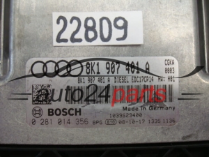 Μονάδα Ελέγχου Κινητήρα AUDI A5 BOSCH 0 281 014 356, 0281014356, 8K1 907 401 A, 8K1907401A, EDC17CP14