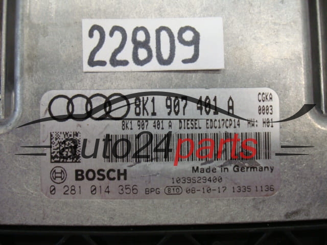 Μονάδα Ελέγχου Κινητήρα AUDI A5 BOSCH 0 281 014 356, 0281014356, 8K1 907 401 A, 8K1907401A, EDC17CP14