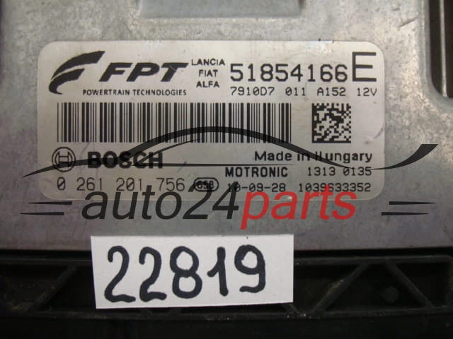 Μονάδα Ελέγχου Κινητήρα FIAT ALFA 500 LANCIA 1.4 TSI BOSCH 0 261 201 756, 0261201756, 51854166