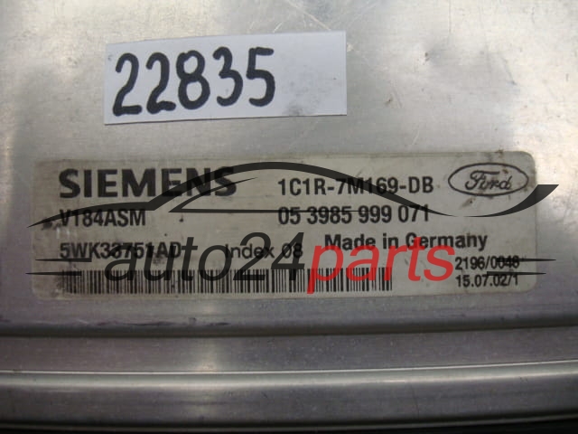 Computador caixa de velocidades automática FORD TRANSIT SIEMENS 5WK33751AD, 1C1R-7M169-DB, 1C1R7M169DB