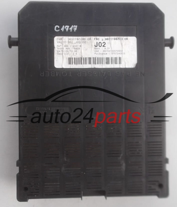 CENTRALKA MODUL STEROWNIK KOMFORTU PEUGEOT 307 BSI J02-00 9651197480 OR, 9651196780 OR