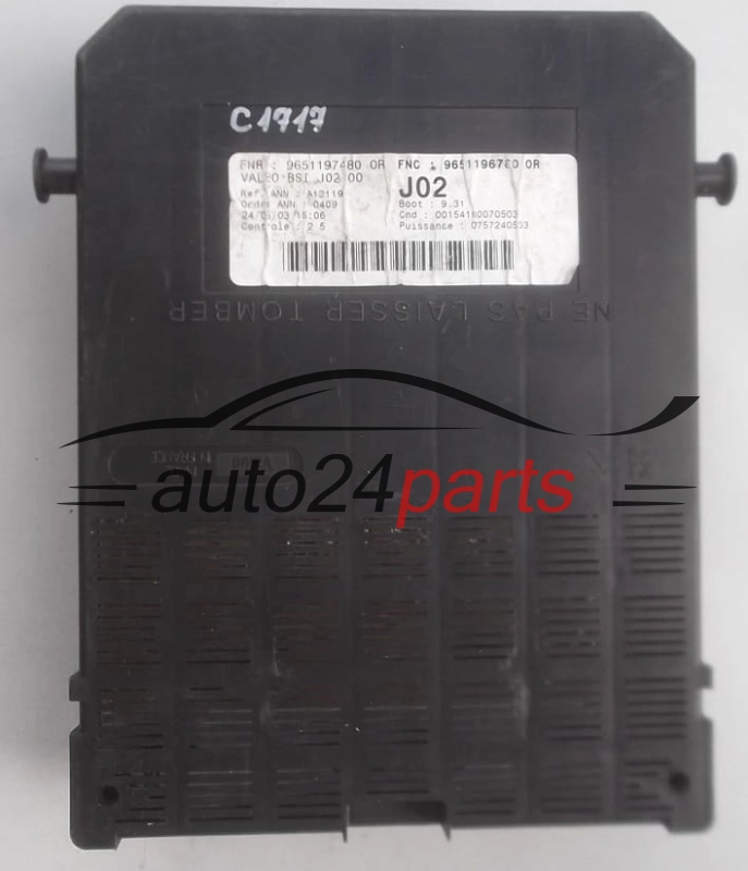 CENTRALKA MODUL STEROWNIK KOMFORTU PEUGEOT 307 BSI J02-00 9651197480 OR, 9651196780 OR