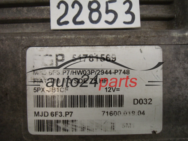 KOMPUTER STEROWNIK SILNIKA FIAT 199 1.3 JTD MAGNETI MARELLI MJD 6F3.P7, MJD6F3P7, FGP 51781569, 71600.019.04, 7160001904