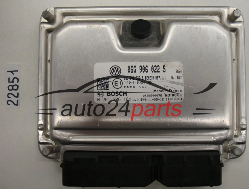 Μονάδα Ελέγχου Κινητήρα VW VOLKSWAGEN CADDY BOSCH 0 261 S06 184, 0261S06184, 06G 906 022 S, 06G906022S, ME7.1.1