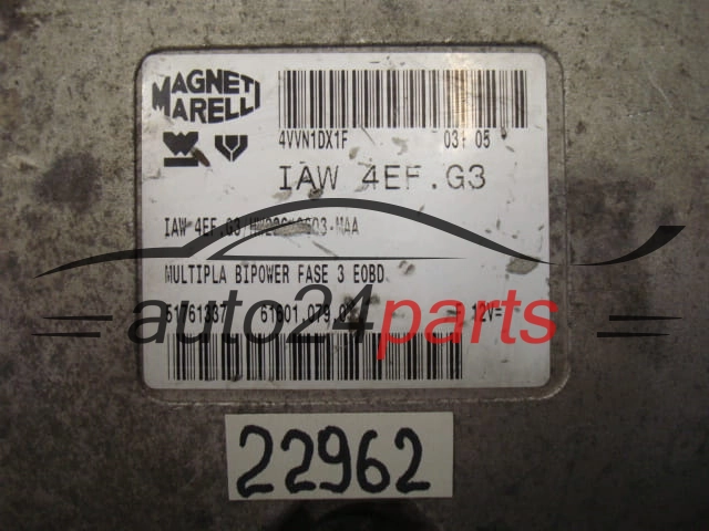 KOMPUTER STEROWNIK SILNIKA FIAT MULTIPLA BIPOWER MAGNETI MARELLI IAW 4EF.G3, IAW4EFG3, 61601.079.03, 6160107903, 51761337