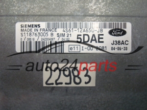 Μονάδα Ελέγχου Κινητήρα FORD FIESTA SIM 21 4S61-12A650-JB, 4S6112A650JB, S118763005B