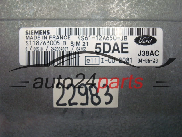 Μονάδα Ελέγχου Κινητήρα FORD FIESTA SIM 21 4S61-12A650-JB, 4S6112A650JB, S118763005B