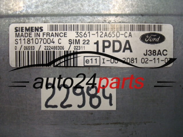 FORD FIESTA 1.4, SIEMENS S118107004C, 3S61-12A650-CA, 3S6112A650CA, 1PDA