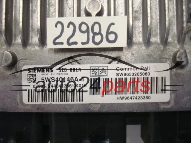 Μονάδα Ελέγχου Κινητήρα CITROEN PEUGEOT SID 801A, 5WS40146A-T, 5WS40146AT, SW9653205080