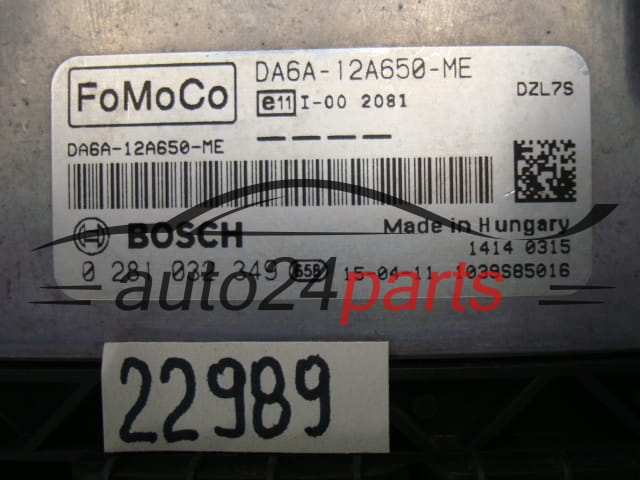 Μονάδα Ελέγχου Κινητήρα FORD 1.5 TDCI BOSCH 0 281 032 349, 0281032349, DAGA-12A650-ME, DAGA12A650ME