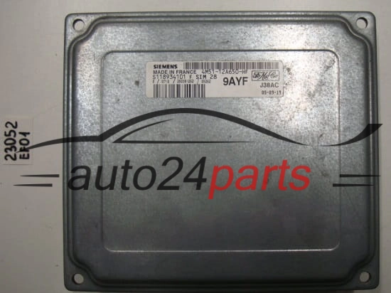 KOMPUTER STEROWNIK SILNIKA FORD FOCUS FIESTA SIEMENS S118934101 F, S118934101F, FoMoCo 4M51-12A650-HF, 4M5112A650HF, 9AYF, SIM28