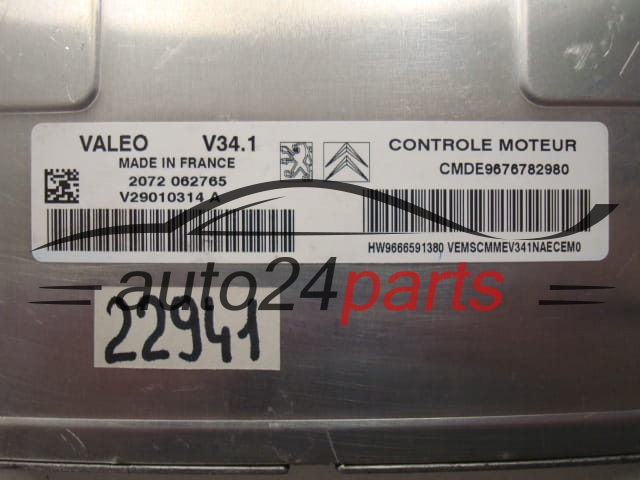 ECU ENGINE CONTROLLER PEUGEOT 207 VALEO V34.1 CMDE9676782980, V29010314A