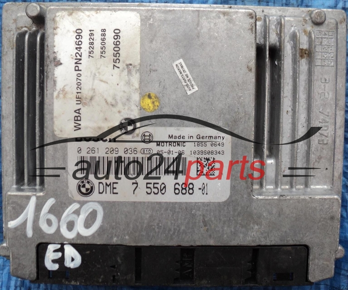 CALCULATEUR MOTEUR BMW E81 E87 116 1.6 BOSCH 0261209036, 0 261 209 036, DME 7 550 688 -01, 7550688, 755068801, DME7550688 