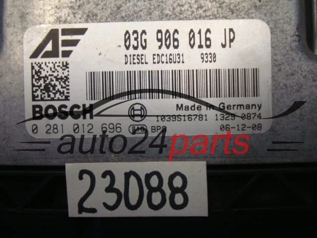 Centralita de motor Seat Alhambra VW Sharan 2.0 TDI 03G906016JP Bosch 0281012696 Diésel EDC16U31 9771 1039S21118