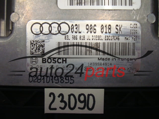 Μονάδα Ελέγχου Κινητήρα AUDI A4 BOSCH 0 281 019 895, 0281019895, 03L 906 018 SK, 03L906018SK, EDC17C46