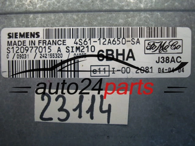 FORD FIESTA SIEMENS SIM 210 S120977015A, 4S61-12A650-SA, 4S6112A650SA, J38AC, 6BHA