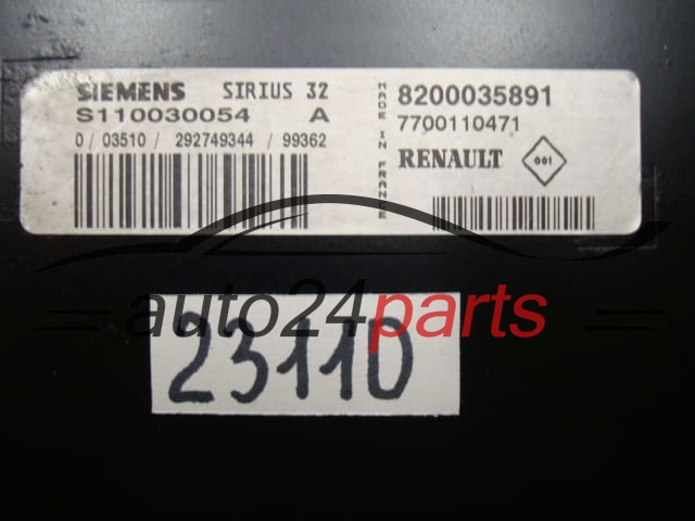 Μονάδα Ελέγχου Κινητήρα RENAULT MEGANE SCENIC S110030054 A, S110030054A, 8200035891, SIRIUS 32
