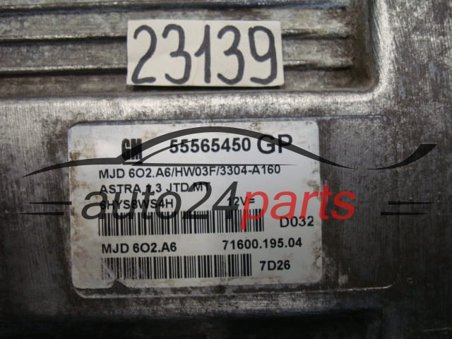 OPEL ASTRA 1.3 JTD MAGNETI MARELLI MJD 6O2.A6, MJD6O2A6, MJD602A6, GM 55565450 GP, 55565450GP, 71600.195.04, 7160019504