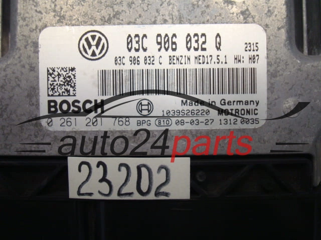 KOMPUTER STEROWNIK SILNIKA VW VOLKSWAGEN GOLF 1.4 TSI 03C906032Q, 03C 906 032 Q, 03C906032C, 03C 906 032 C, BOSCH 0261201768, 0 261 201 768, BENZIM MED17.5.1 1729, 1039S24412