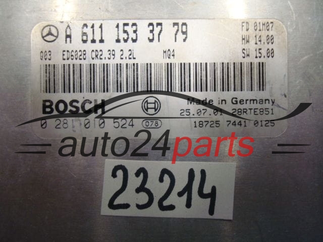 KOMPUTER STEROWNIK SILNIKA MERCEDES SPRINTER 2.2 220 CDI BOSCH 0 281 010 524, 0281010524, A 611 153 37 79, A6111533779, CR2.39