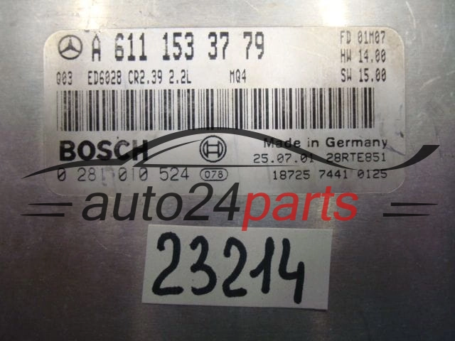 KOMPUTER STEROWNIK SILNIKA MERCEDES SPRINTER 2.2 220 CDI BOSCH 0 281 010 524, 0281010524, A 611 153 37 79, A6111533779, CR2.39