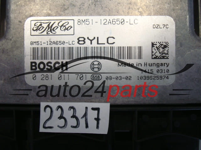 Sterownik silnika Ford Focus 1.6 TDCI 0281011701 8M5112A650LC – zdjęcie 2