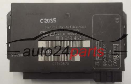 CENTRALKA MODUL STEROWNIK KOMFORTU AUDI 8E0 959 433 BH, 8E0959433BH, TEMIC 00002726C4