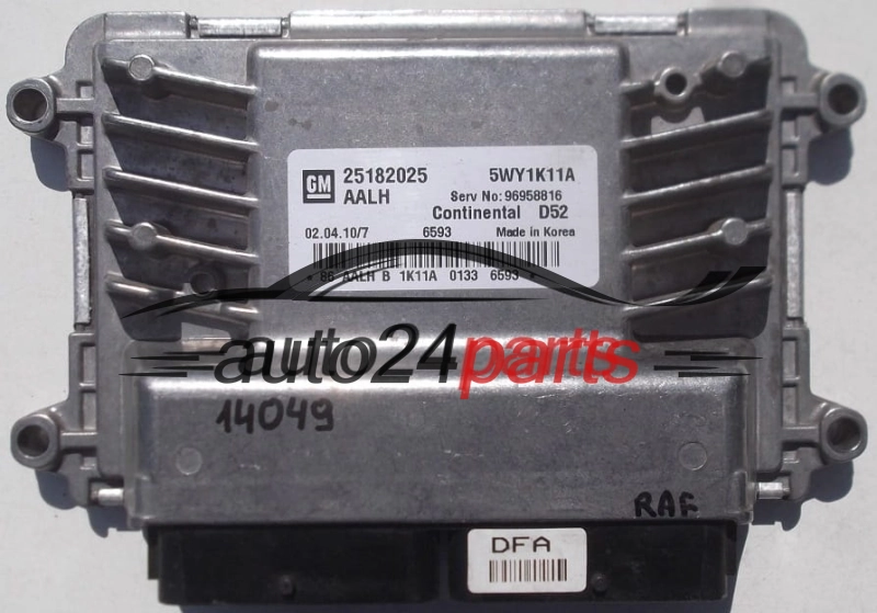 MOTORSTEUERGERÄT ECU STEUERGERAT CHEVROLET SPARK CONTINENTAL D52 5WY1K11A, GM 25182025 AALH, 96958816