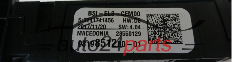 PEUGEOT 9819851280-01, 28550129, BSI-EL3-CEM00