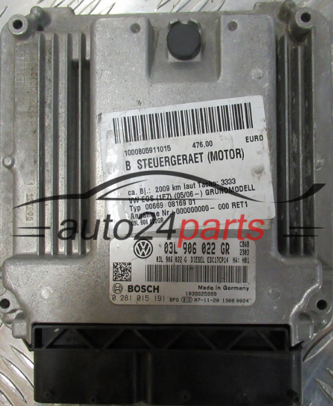 VW VOLKSWAGEN EOS BOSCH 0 281 015 191, 0281015191, 03L 906 022 GR, 03L906022GR