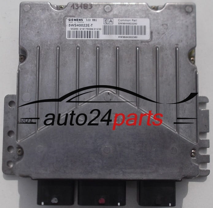 KOMPUTER STEROWNIK SILNIKA CITROEN C5 2.0 HDI SIEMENS 5WS40022E-T, 5WS40022ET, SW 9644803280, HW 9644302380